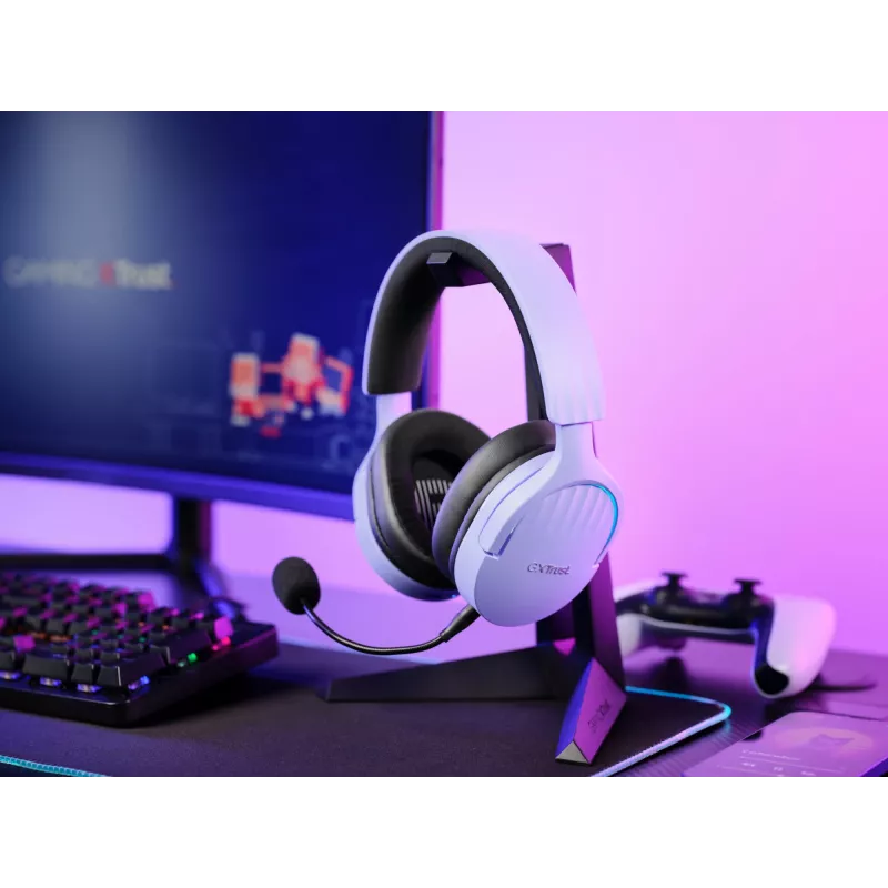 Headset Trust GXT 491P FAYZO com fios e sem fios headband gaming USB Type-A Bluetooth preto, roxo