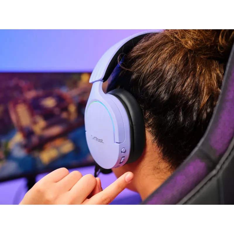 Headset Trust GXT 491P FAYZO com fios e sem fios headband gaming USB Type-A Bluetooth preto, roxo