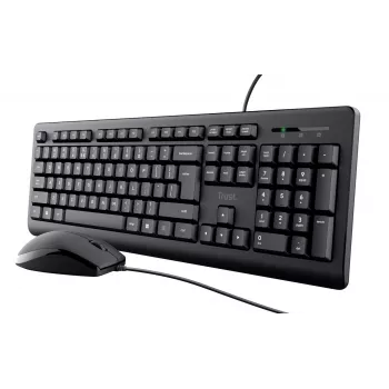 Teclado Trust Primo, rato incluído, universal, USB, QWERTY, inglês dos EUA, preto