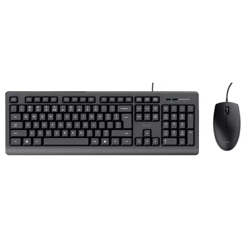 Teclado Trust Primo, rato incluído, universal, USB, QWERTY, inglês dos EUA, preto