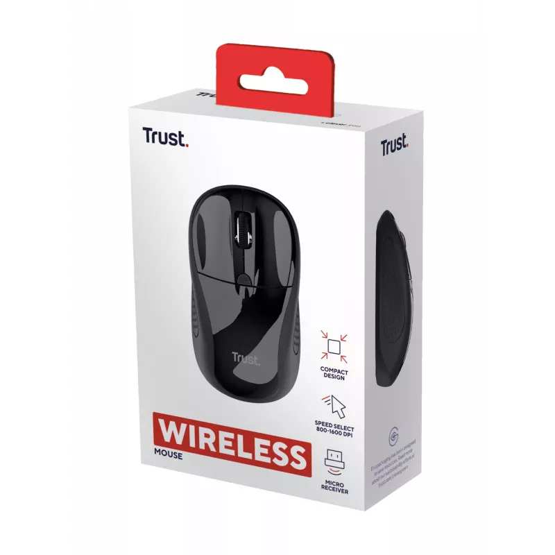 Rato Trust 24658 escritório ambidestro RF Wireless ótico 1600 DPI