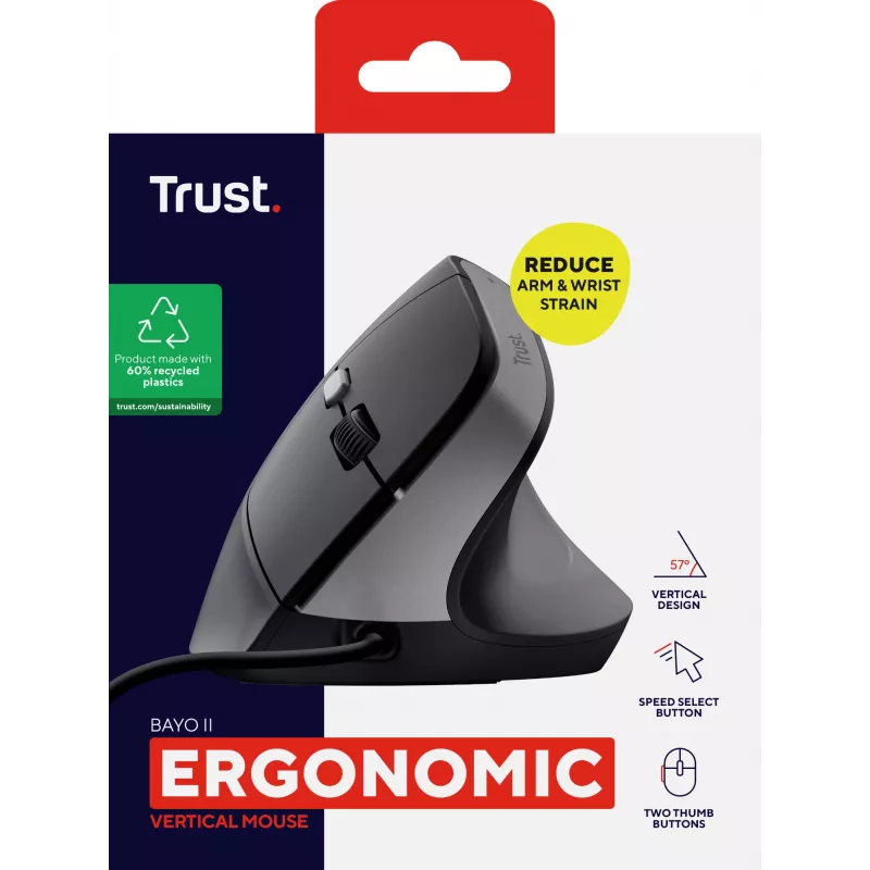 Rato Trust Bayo II destro USB Type-A 2400 DPI