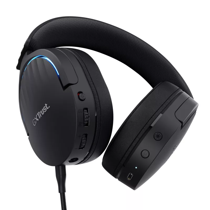Headset Trust GXT 491 Fayzo com fios e sem fios head-band gaming USB Type-C Bluetooth preto
