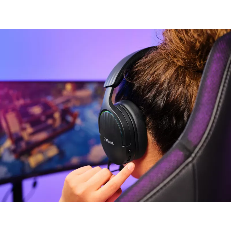 Headset Trust GXT 491 Fayzo com fios e sem fios head-band gaming USB Type-C Bluetooth preto