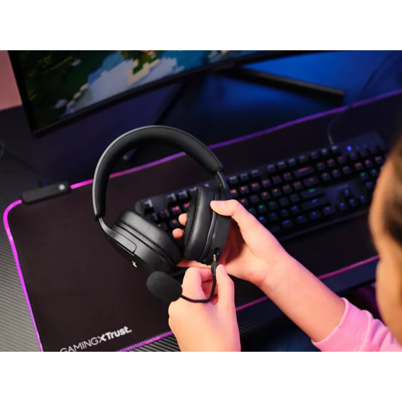 Headset Trust GXT 491 Fayzo com fios e sem fios head-band gaming USB Type-C Bluetooth preto