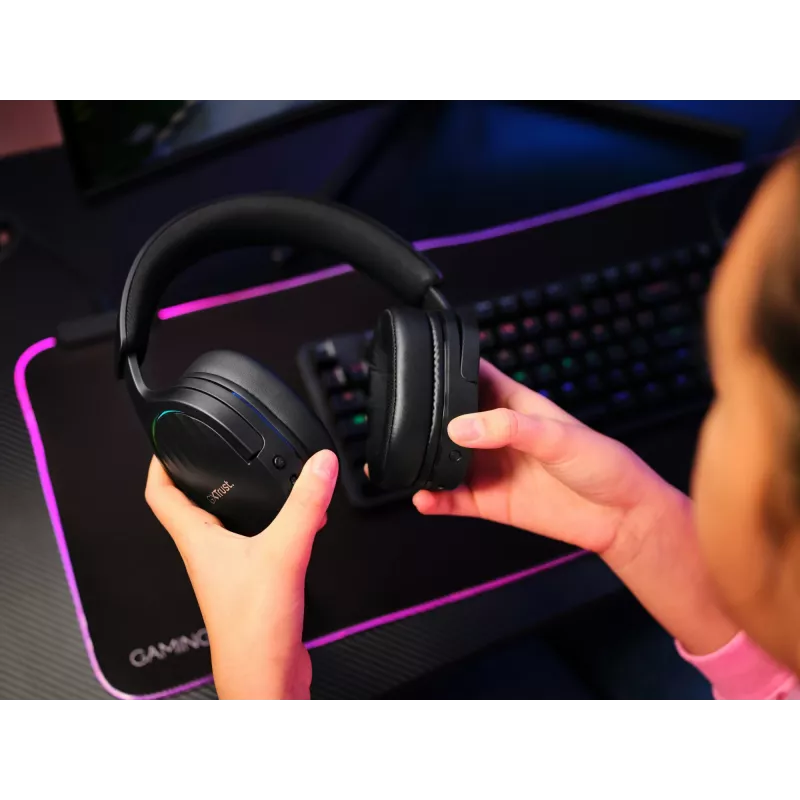 Headset Trust GXT 491 Fayzo com fios e sem fios head-band gaming USB Type-C Bluetooth preto