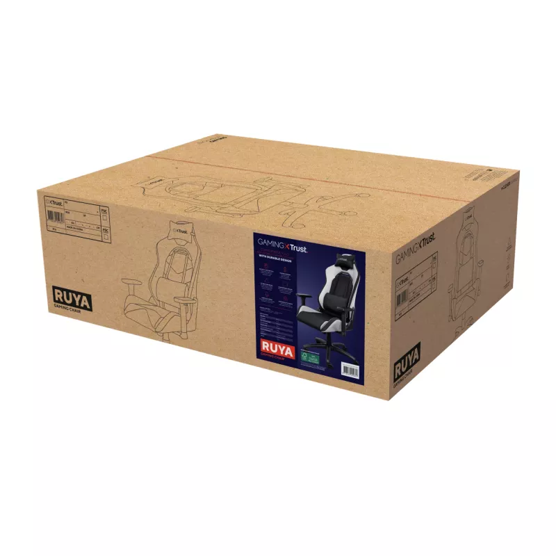Cadeira gaming universal Trust GXT 714 RUYA, preto, branco