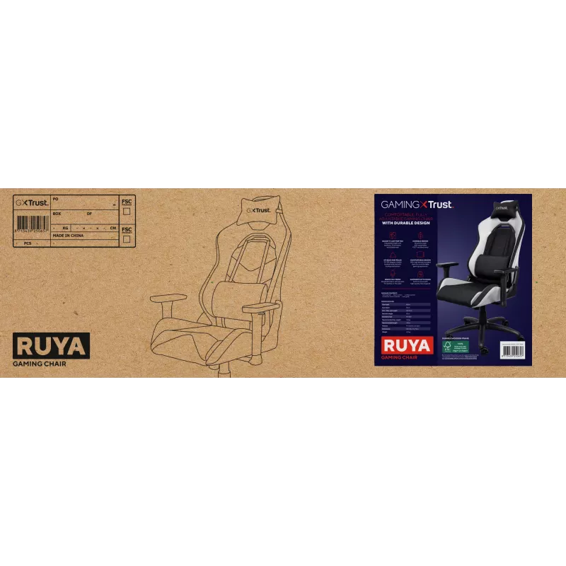 Cadeira gaming universal Trust GXT 714 RUYA, preto, branco
