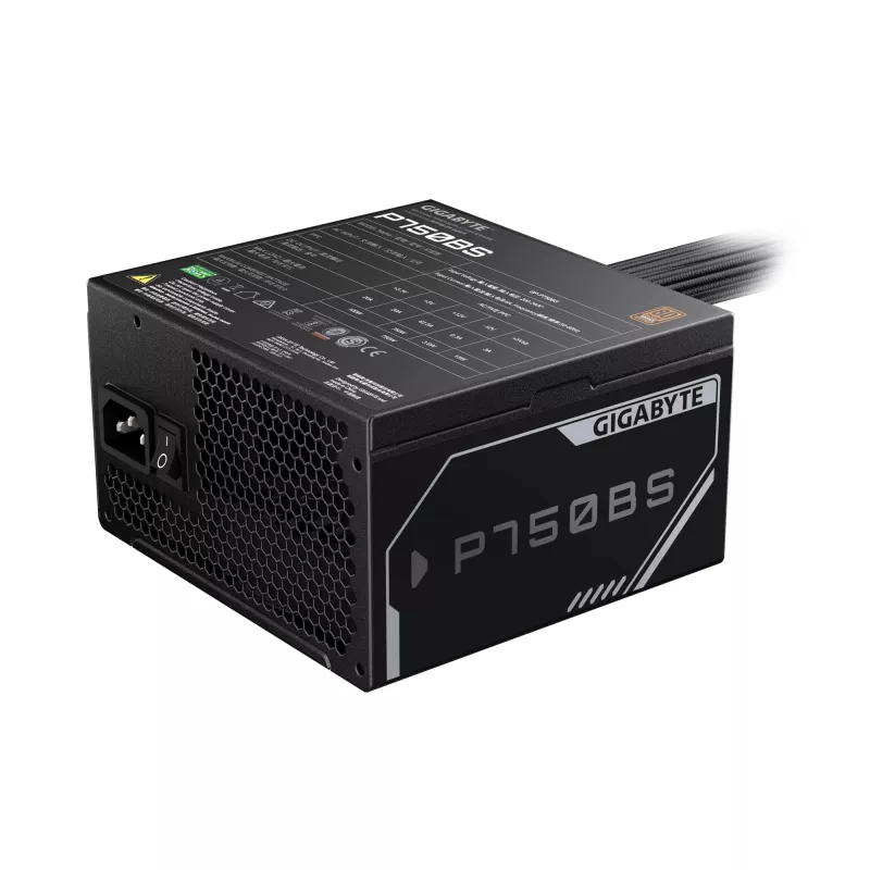 Fonte de alimentação GIGABYTE P750BS – PCI-E 6+2 Pin x 4, 80 PLUS Bronze, ventoinha de 120 mm, compatível com ATX, ficha EU