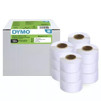 Etiquetas de endereço DYMO Authentic LabelWriter | 28 mm x 89 mm | 12 rolos com 130 etiquetas Easy-Peel cada (1.560 unid.) | autoadesivas | para impressoras de etiquetas LabelWriter