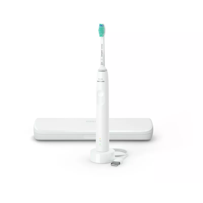 Escova de dentes sónica Philips série 3100 HX3673/13 — sónica, 31.000 movimentos/min., 1 modo, branca, recarregável com bateria de iões de lítio
