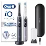 Escova de dentes elétrica Oral-B iO 9 adultos rotativa, 2 cabos, 2 cabeças de escova, bateria integrada, 3 h de carregamento, preto/rosa