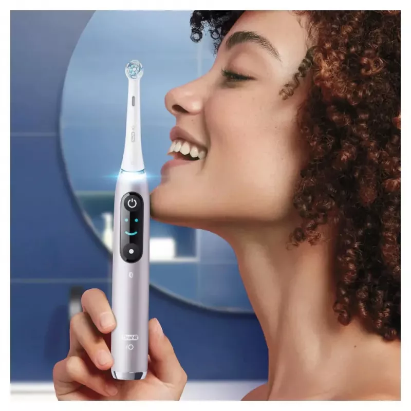 Escova de dentes elétrica Oral-B iO 9 adultos rotativa, 2 cabos, 2 cabeças de escova, bateria integrada, 3 h de carregamento, preto/rosa