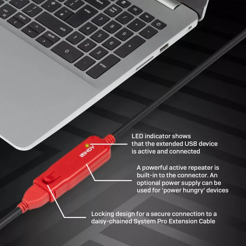 Cabo de extensão USB Lindy 12m Active Extension Pro