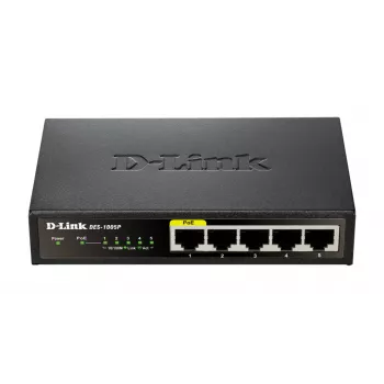 D-Link DES-1005P não gerido L2 Fast Ethernet (10/100) Power over Ethernet (PoE) preto