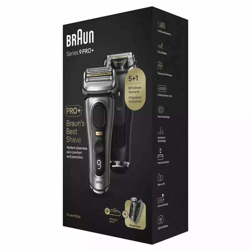 Máquina de barbear Braun Series 9 Pro+ 9525s húmido e seco máquina de barbear de lâminas aparador metálico