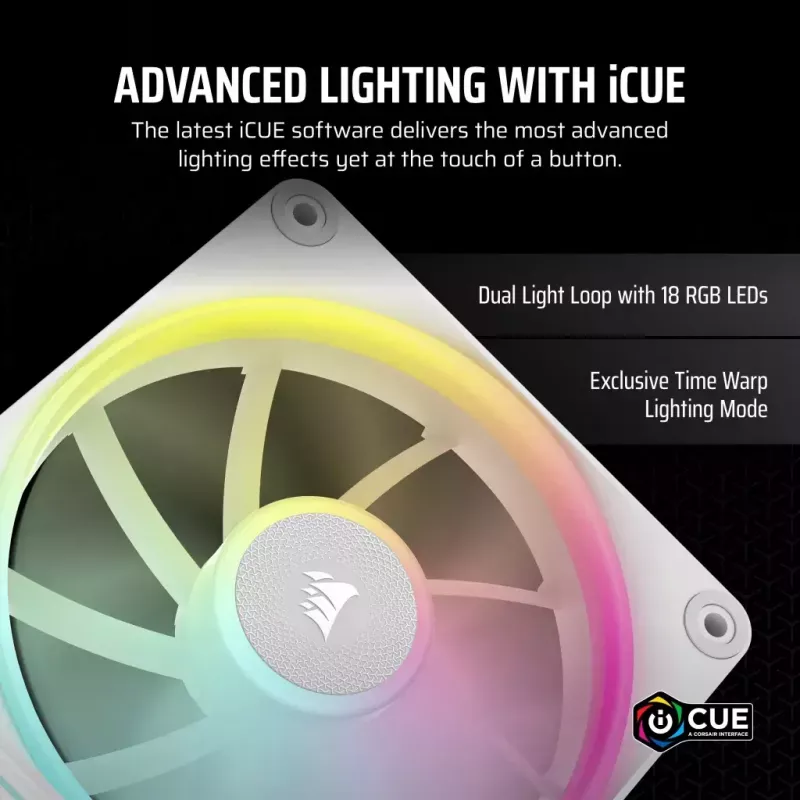 Ventoinha Corsair iCUE LINK LX120 RGB 12 cm branca 400-2400 RPM
