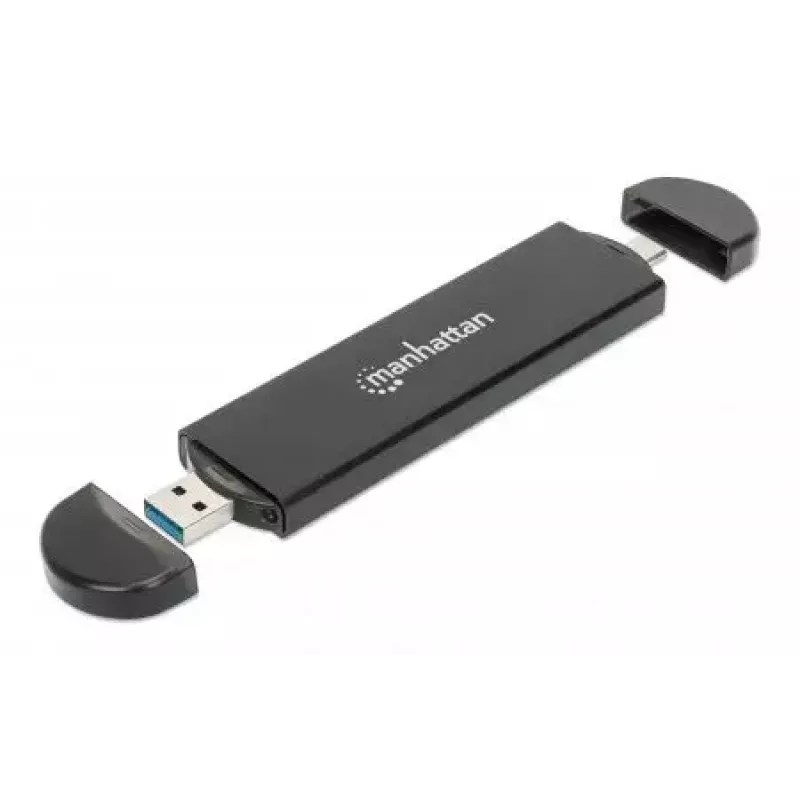 Caixa para SSD Manhattan M.2 NVMe SATA USB-C USB-A 10 Gbps preta