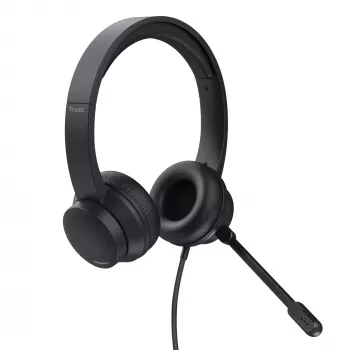 Headset Trust HS-150 com fios arco escritório/call center preto