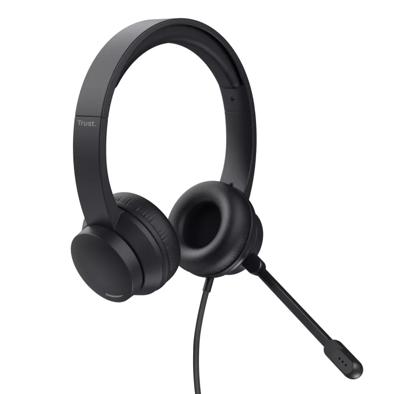 Headset Trust HS-150 com fios arco escritório/call center preto