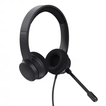 Headset Trust HS-260 com fios arco de nuca escritório/call center USB Type-A preto