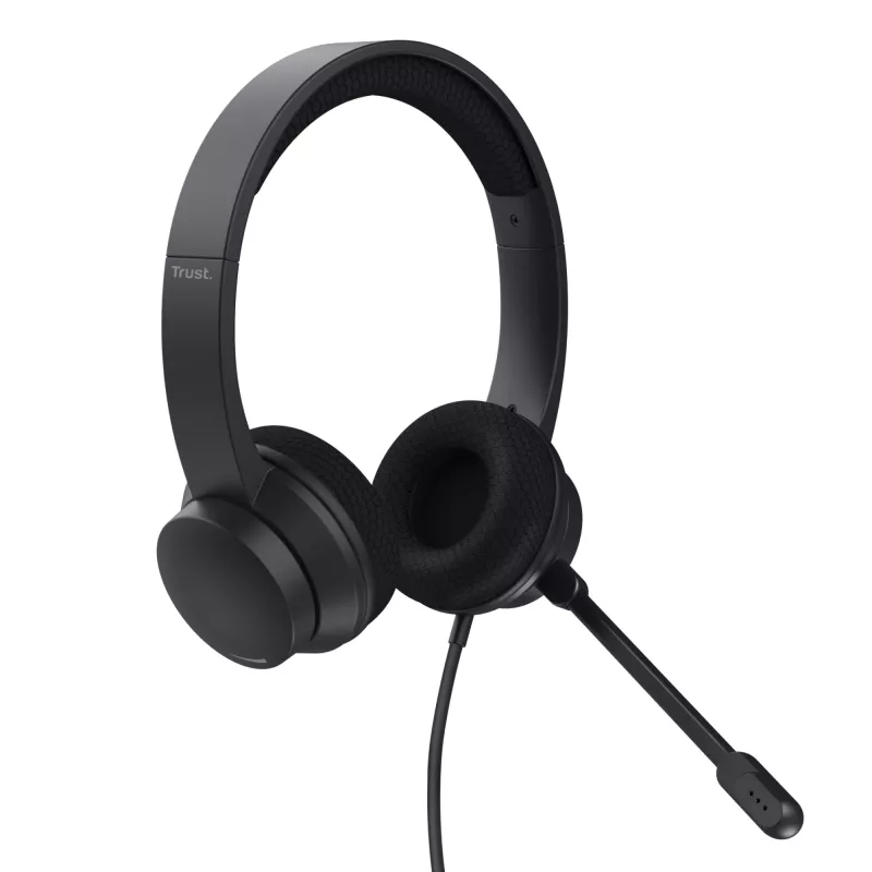 Headset Trust HS-260 com fios arco de nuca escritório/call center USB Type-A preto