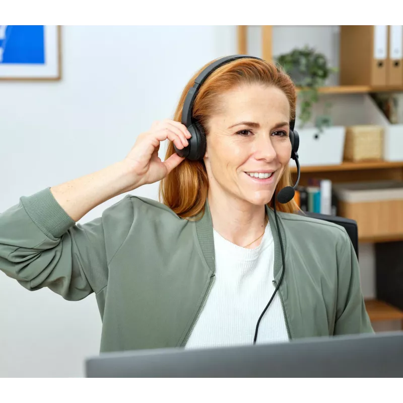 Headset Trust HS-260 com fios arco de nuca escritório/call center USB Type-A preto