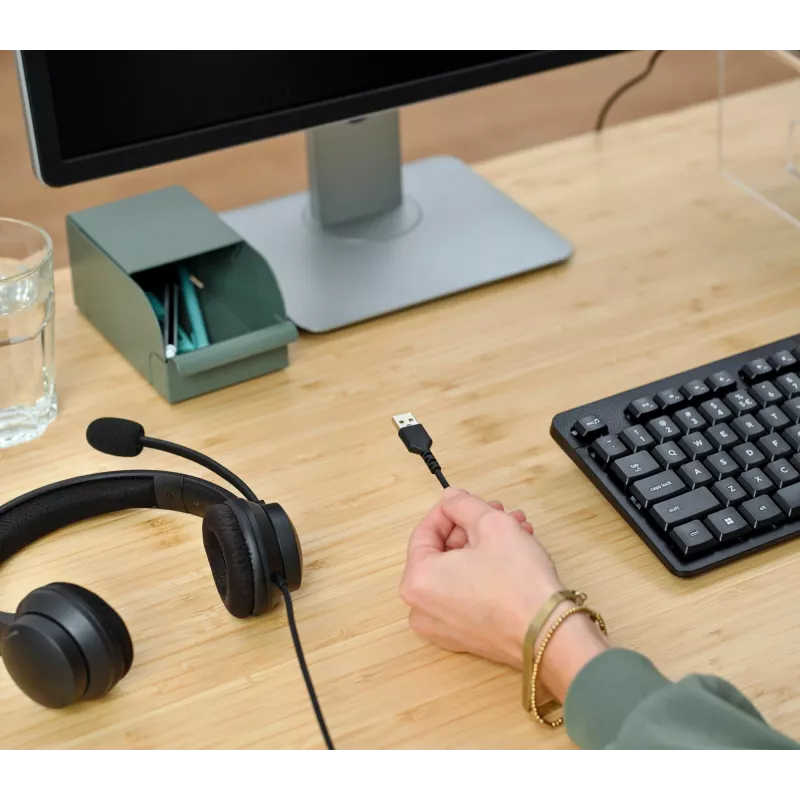Headset Trust HS-260 com fios arco de nuca escritório/call center USB Type-A preto