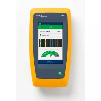 Testador de cabo de par entrançado Fluke LIQ-100 com suporte RJ-45/USB, comprimento máx. 305 m, bateria de iões de lítio de 6400 mAh
