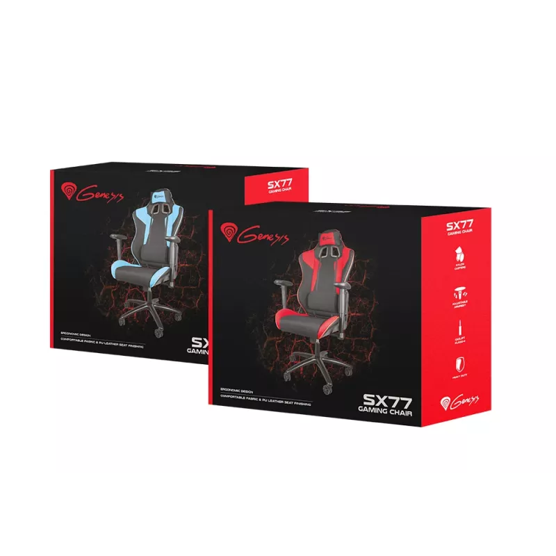 Cadeira gaming GENESIS SX77 assento acolchoado preto, vermelho