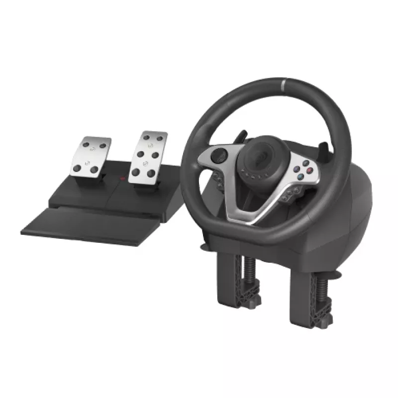 GENESIS Seaborg 400 preto, prateado USB volante + pedais Nintendo Switch, PC, PlayStation 4, Playstation 3, Xbox 360, Xbox One, Xbox One S, Xbox One X