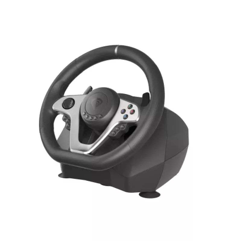 GENESIS Seaborg 400 preto, prateado USB volante + pedais Nintendo Switch, PC, PlayStation 4, Playstation 3, Xbox 360, Xbox One, Xbox One S, Xbox One X