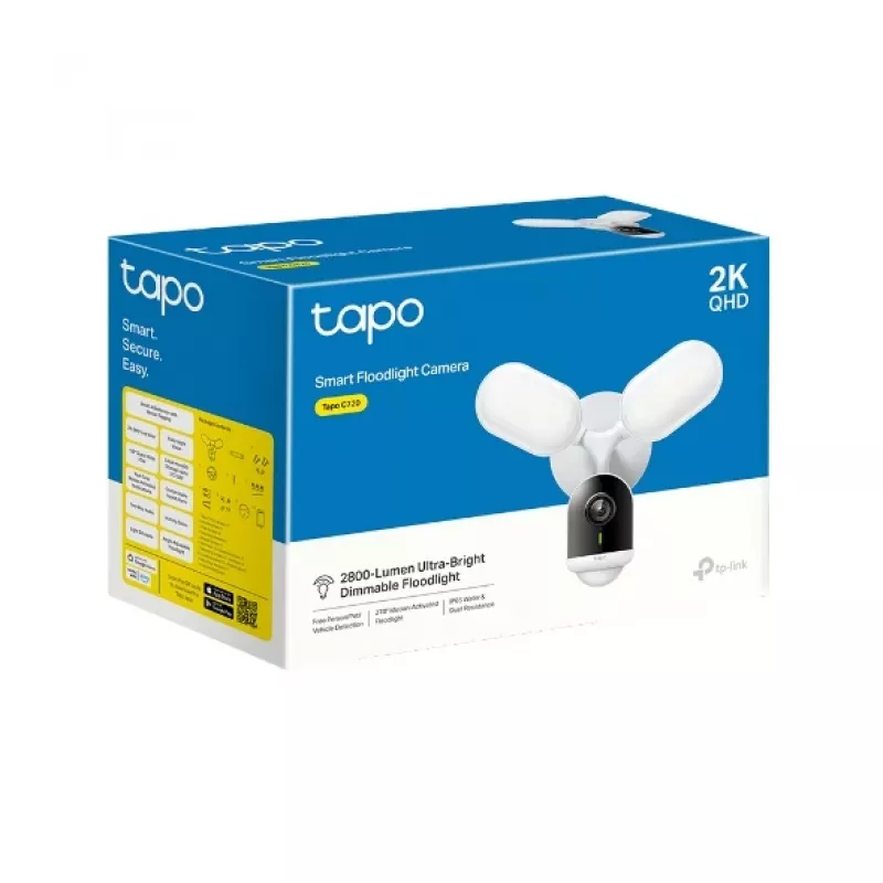 TP-Link câmara com projetor inteligente, câmara de vigilância IP, exterior, com fio e sem fios, 2800 lm, 5000 K, parede