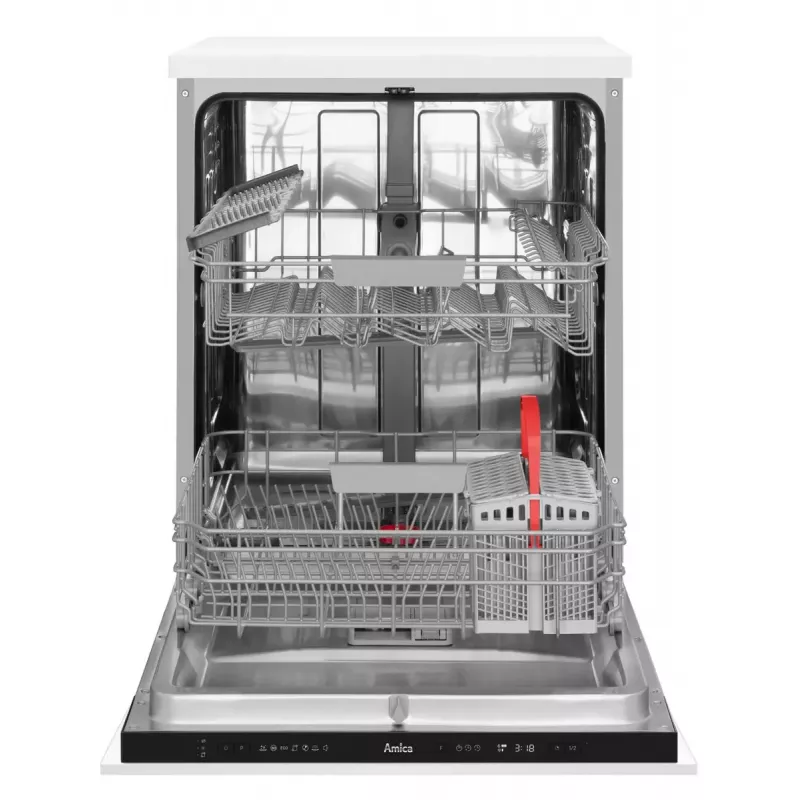 Máquina de lavar loiça semi-integrada AMICA DIM62E7qH — 14 conjuntos de louça, 60 cm, ecrã tátil LED, 7 programas, branco