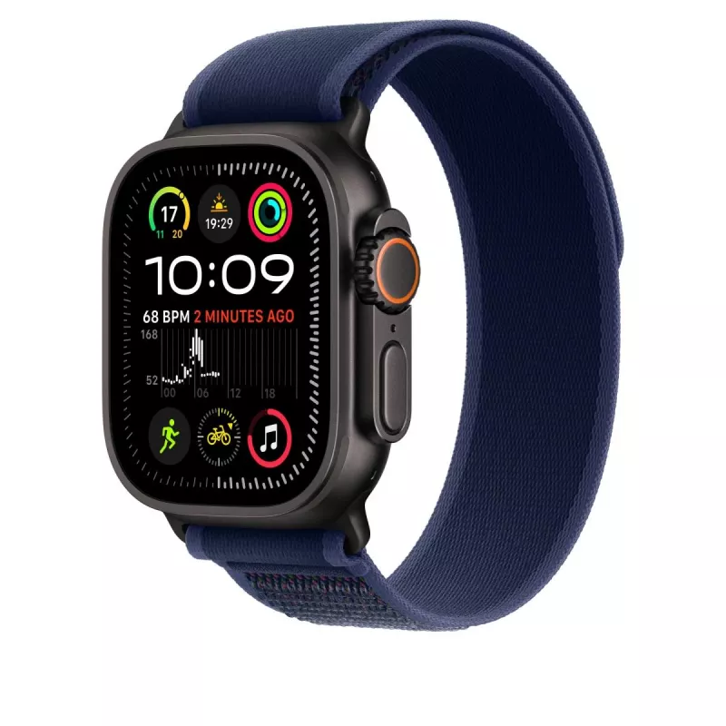 APPLE 49 mm Trail Loop azul – S/M – acabamento em titânio preto