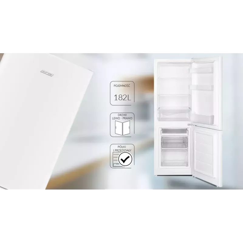 Combinado frigorífico-congelador MPM MPM-182-KB-38W, autónomo, capacidade total 182 L (frigorífico 121 L / congelador 52 L), branco, classe E