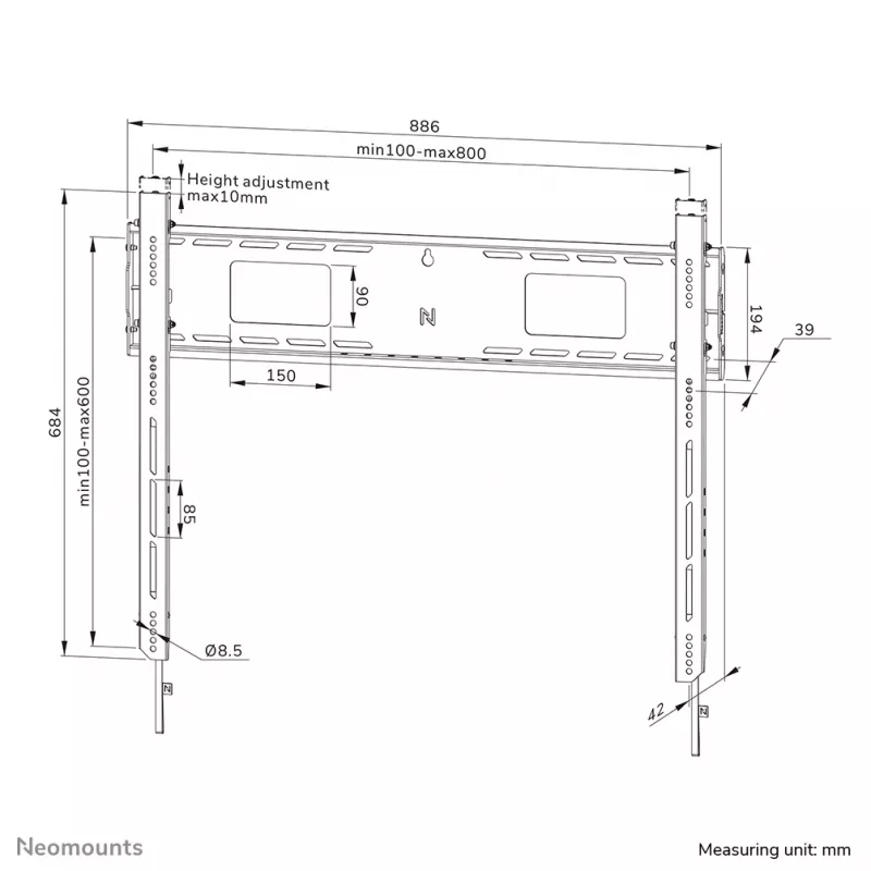 Neomounts WL30-750BL18 suporte de parede para TV para cargas pesadas, 43-98 polegadas, 125 kg