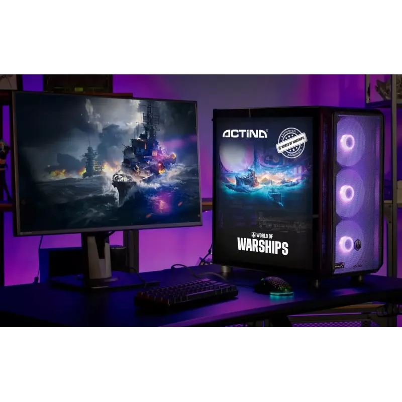 Computador de secretária Actina Midi Tower, AMD Ryzen 7 9700X, 32 GB DDR5, SSD de 1 TB, Radeon RX 9060 XT, Windows 11 Pro, preto