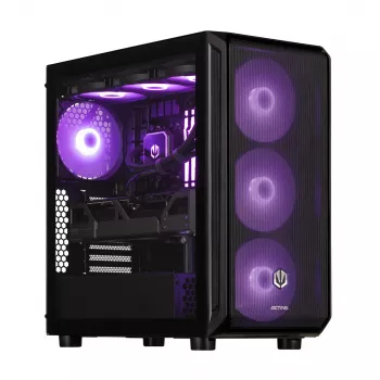 Computador de secretária Actina Midi Tower, AMD Ryzen 7 9700X, 32 GB DDR5, SSD de 1 TB, Radeon RX 9060 XT, Windows 11 Pro, preto