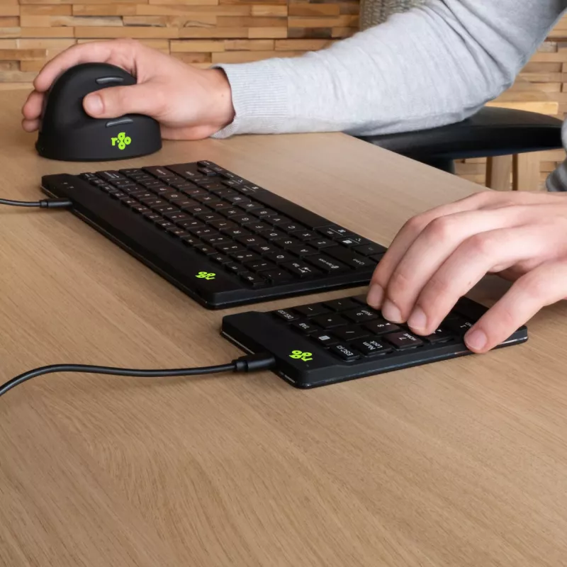 R-Go Tools teclado numérico R-Go Numpad Break, teclado numérico ergonómico com software de pausas, com fios, preto