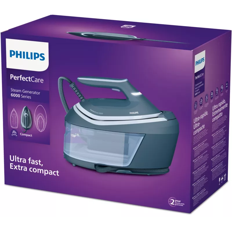 Ferro de engomar a vapor Philips Série 6000 PSG6042/20 2400 W 1,8 L SteamGlide Advanced azul