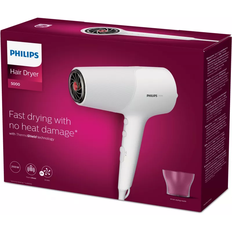 Secador de cabelo Philips Série 5000 BHD500/00 2100 W branco