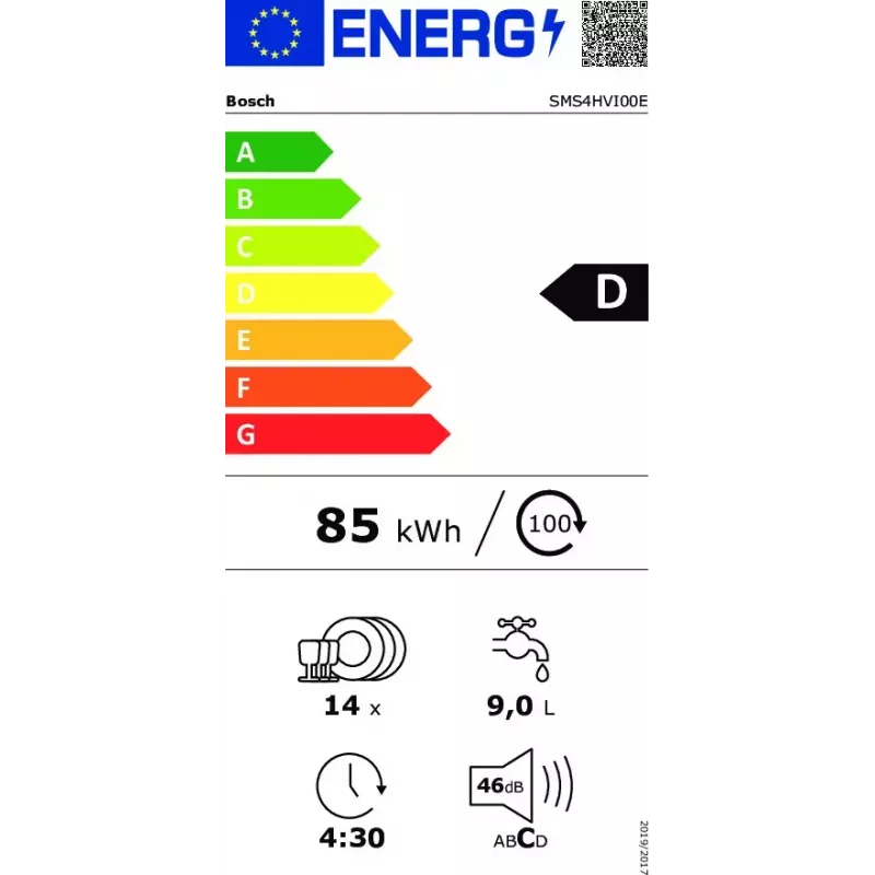 Máquina de lavar loiça Bosch Série 4 SMS4HVI00E — de instalação livre 60 cm, 14 conjuntos de louça, 46 dB, permutador de calor, Home Connect