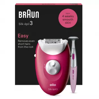 Depiladora Braun Silk-épil 3 SE3-202, 20 pinças, alimentação por rede, Berry