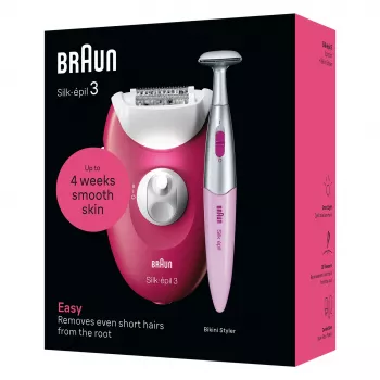 Depiladora Braun Silk-épil 3 SE3-202, 20 pinças, alimentação por rede, Berry