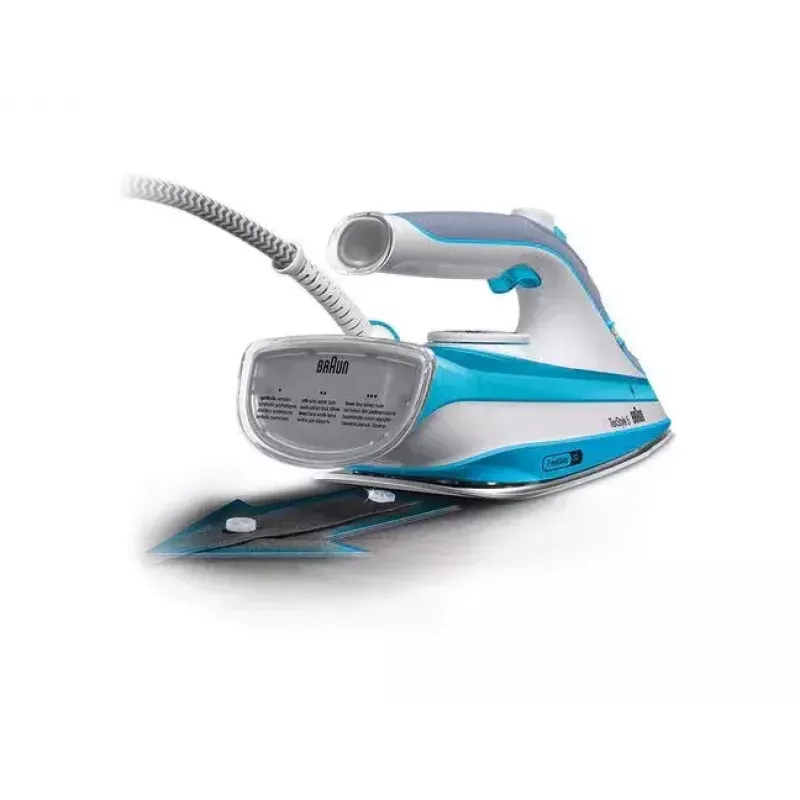 Ferro de engomar a seco e a vapor Braun TexStyle 5 SI 5006 BL base cerâmica 2600 W azul, cinzento, branco