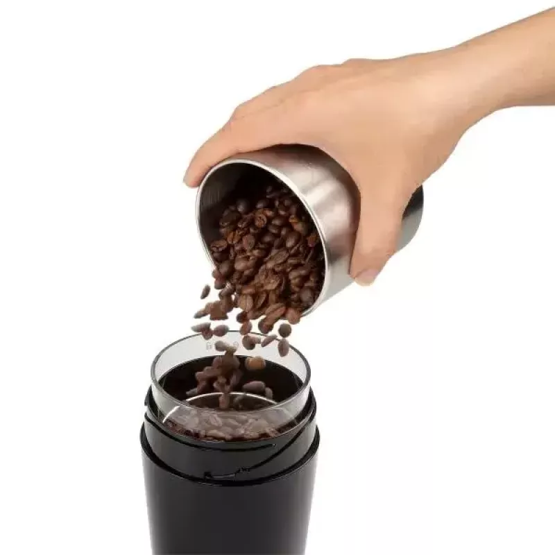 Moinho de café cónico De’Longhi KG200 — mós de aço inoxidável, depósito de grãos de 90 g, 170 W, preto