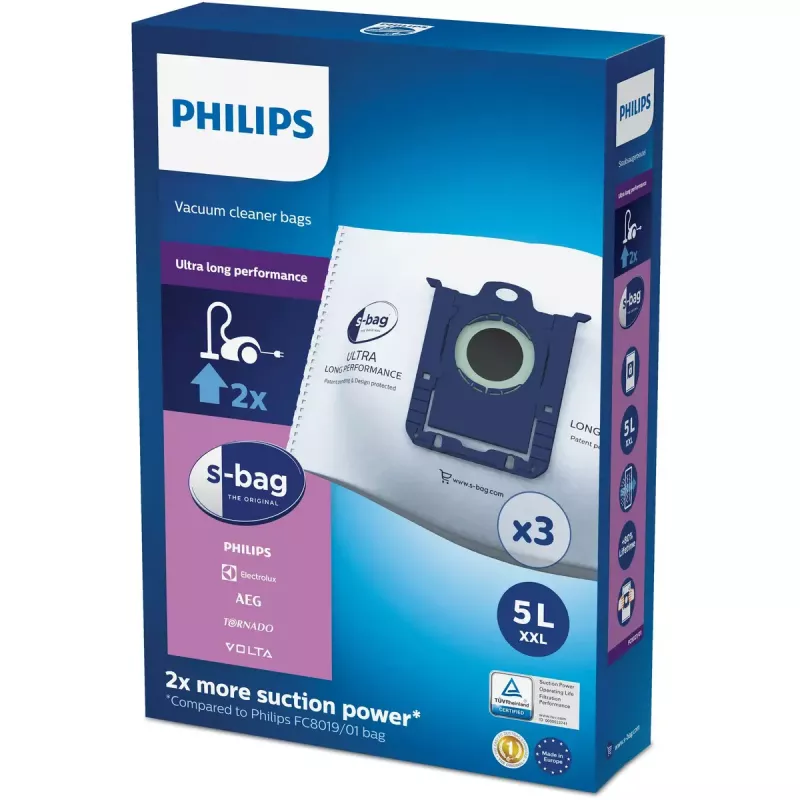 Sacos de aspirador Philips s-bag FC8027/01 — sintético 5 L, 5 camadas, 3 unid.