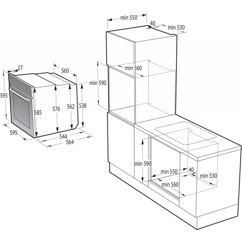 Forno de encastrar Gorenje BO6737E02BG, multifunções