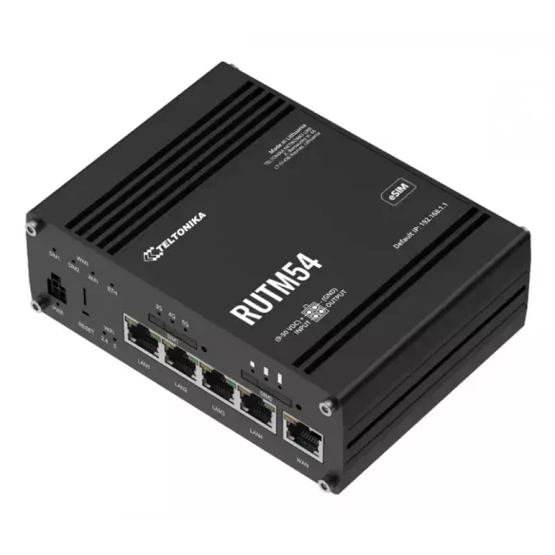 Router sem fios Teltonika RUTM54 Gigabit Ethernet dual-band 5G preto